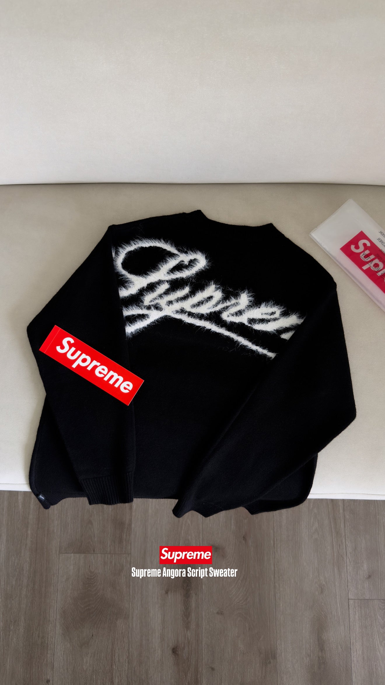 Supreme Angora Script Sweater Black